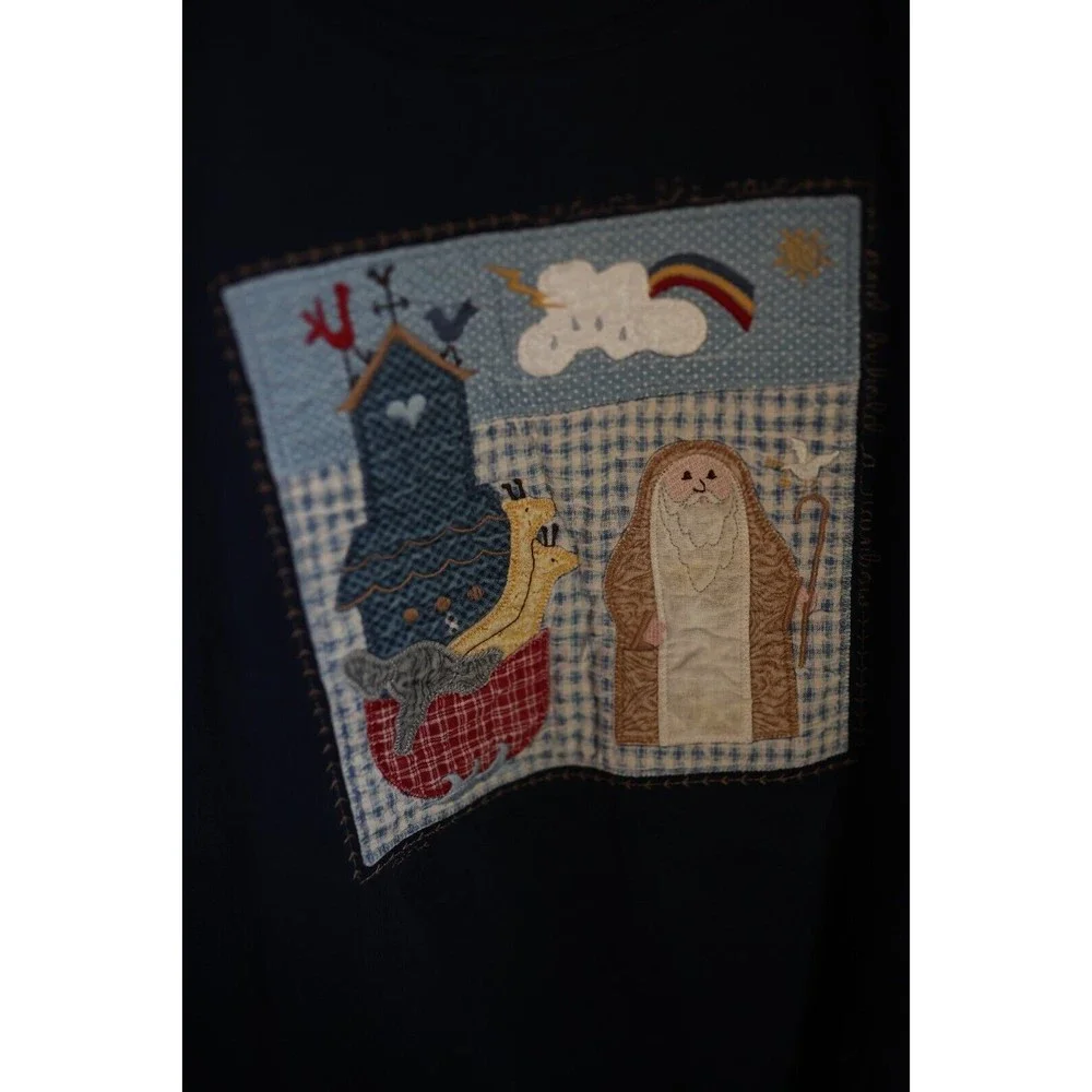 Vintage Valories Folk Art Custom Embriodred Religous Sweatshirt Adult Size M